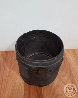 Vintage Antique Round Basket Hand-Woven (Diameter 23cm, Height 24cm)