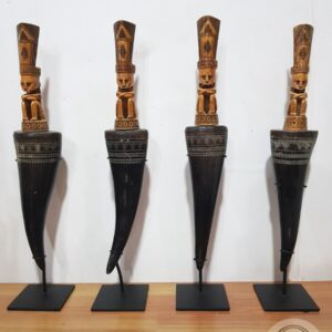Bone Sculpture with Black Horn Medicine Container