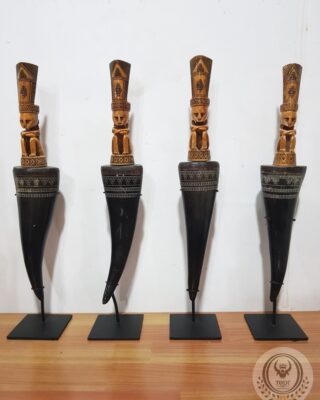 Bone Sculpture with Black Horn Medicine Container