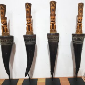 Bone Sculpture with Black Horn Medicine Container