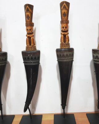 Bone Sculpture with Black Horn Medicine Container