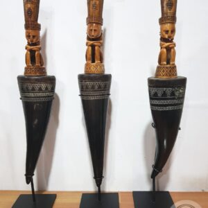 Bone Sculpture with Black Horn Medicine Container