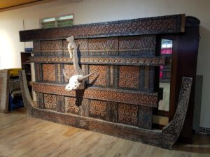 Toraja Tongkonan House Wall Panels (350cm x 190cm) with Wooden Buffalo Head
