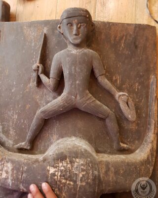 Antique Mamasa Toraja House Door with Statue Figure and Buffalo motif (58cm x 80cm)