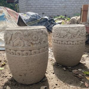 Balinese Carved Greenstone - Garden Pots (60cm x 45cm)