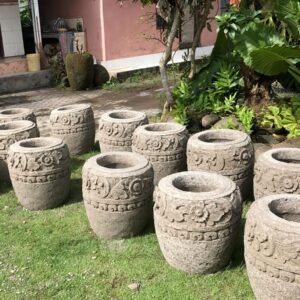 Balinese Carved Greenstone - Garden Pots (60cm x 45cm)