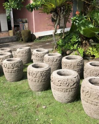 Balinese Carved Greenstone - Garden Pots (60cm x 45cm)